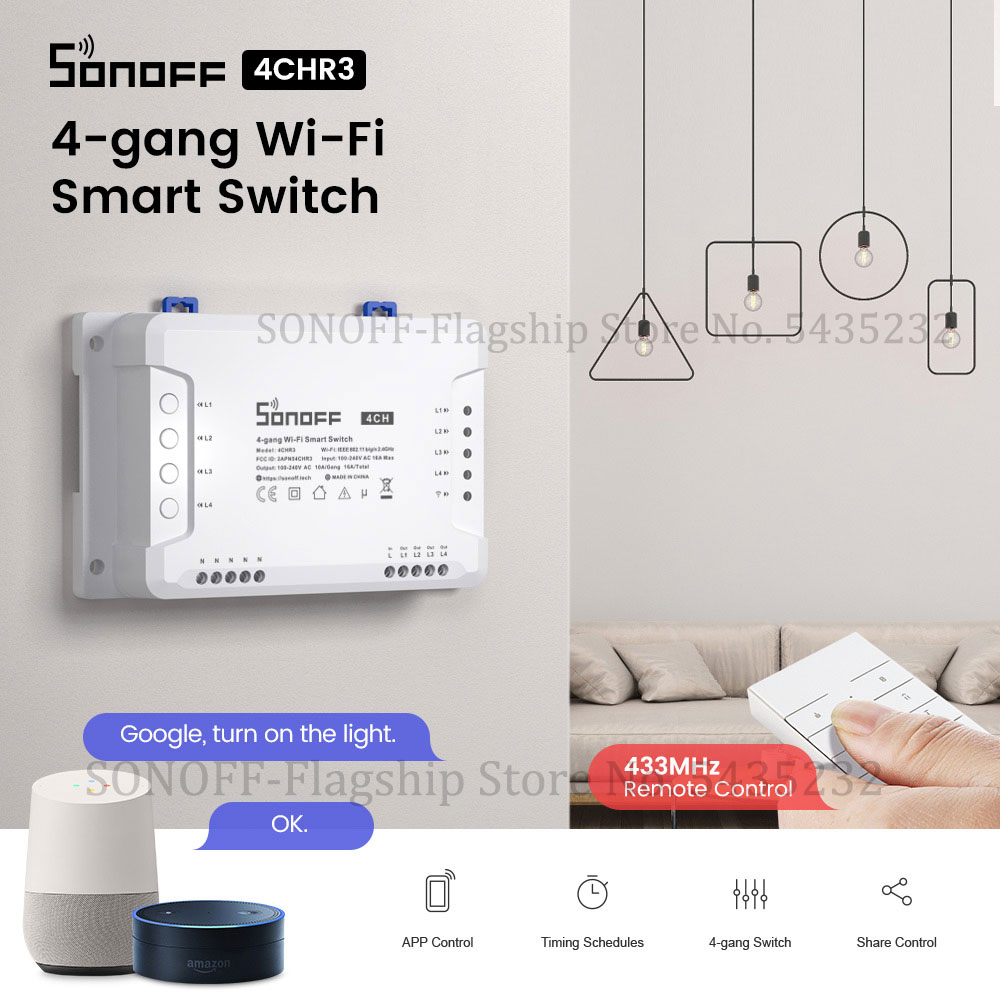 Relay Module 4 Channel - Itead SONOFF 4CH R2 Wi-Fi Беспроводной