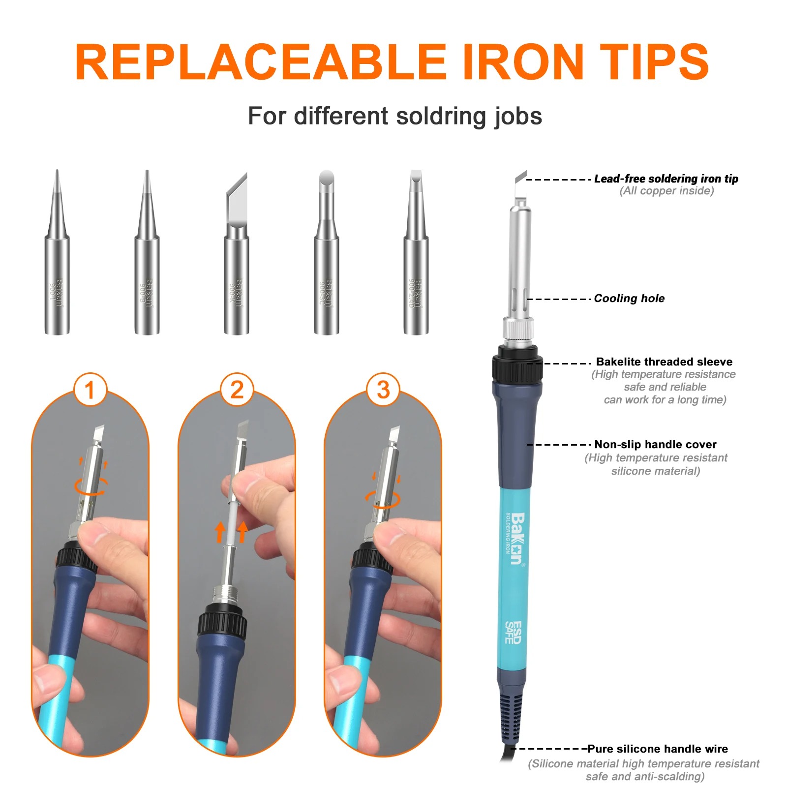 Паяльная станция Bakon BK969 9 – обзор и цена Soldering Iron Temperature Probe