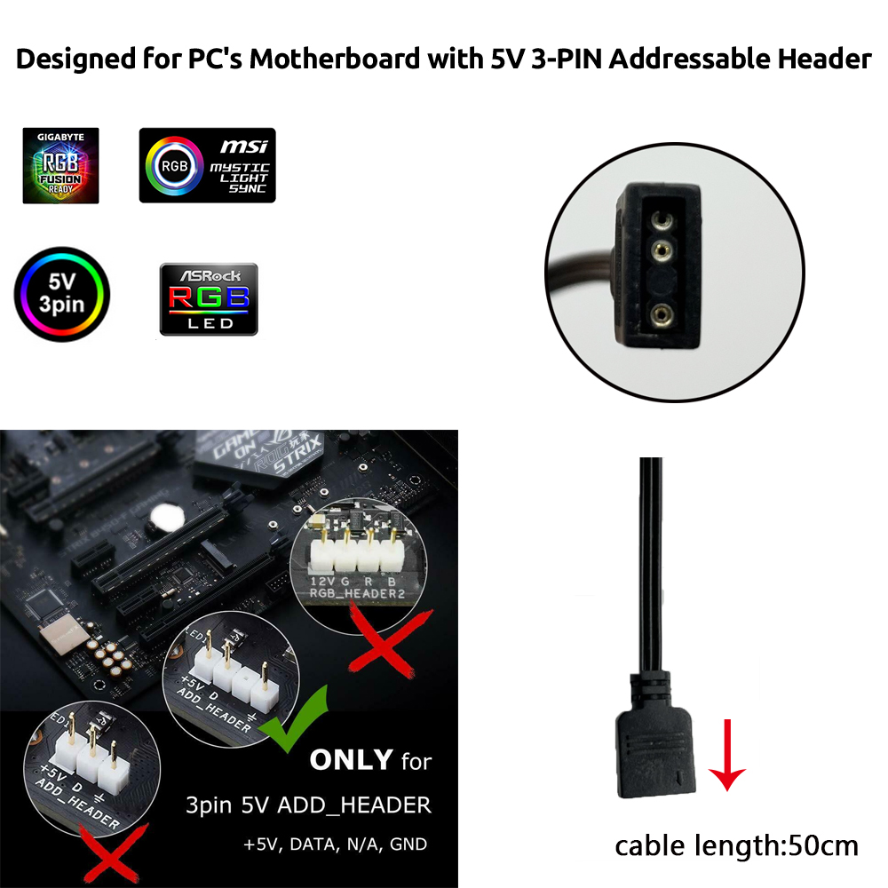 5V ARGB 3-контактный разъем дл – обзор и цена Ws2812B